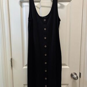 Forever 21 Black Button-Front Midi Dress